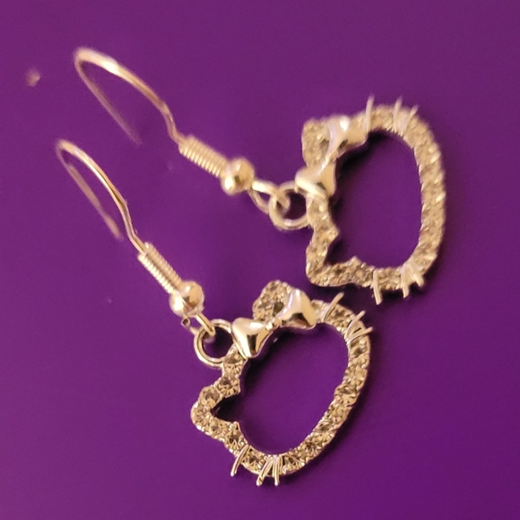hello, kitty silver rhinestone hoop earrings - Picture 3 of 4